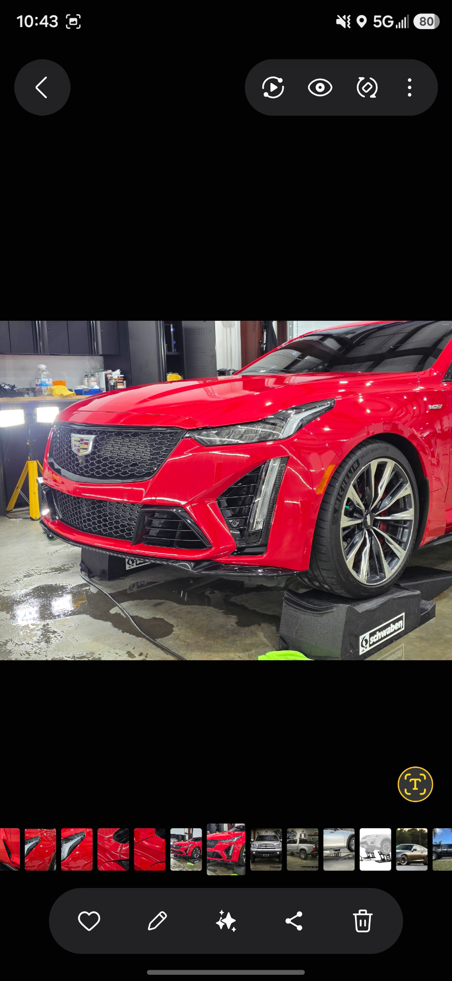 Red Cadillac CT5-V detailed at a client shop